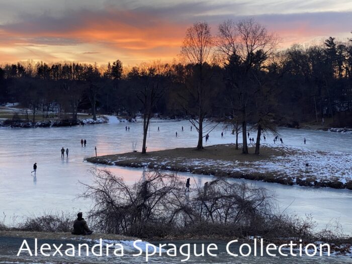 Winter Sunset Ice Skaters at Paradise Pond